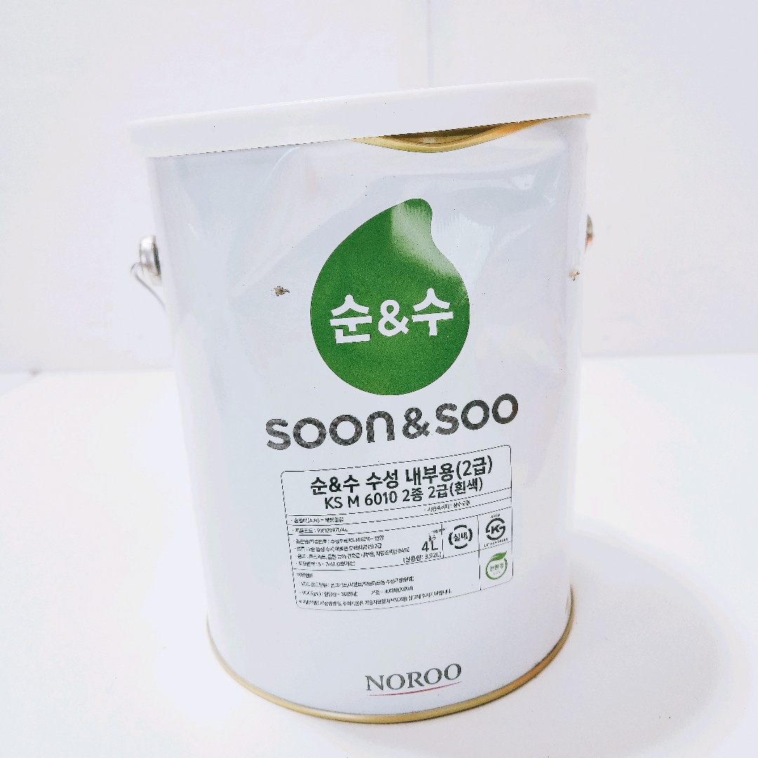 [리퍼] 노루페인트 순앤수 수성페인트 KS 2급 벽지/벽면용 4L 화이트스모크 (NR7020)